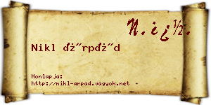 Nikl Árpád névjegykártya
